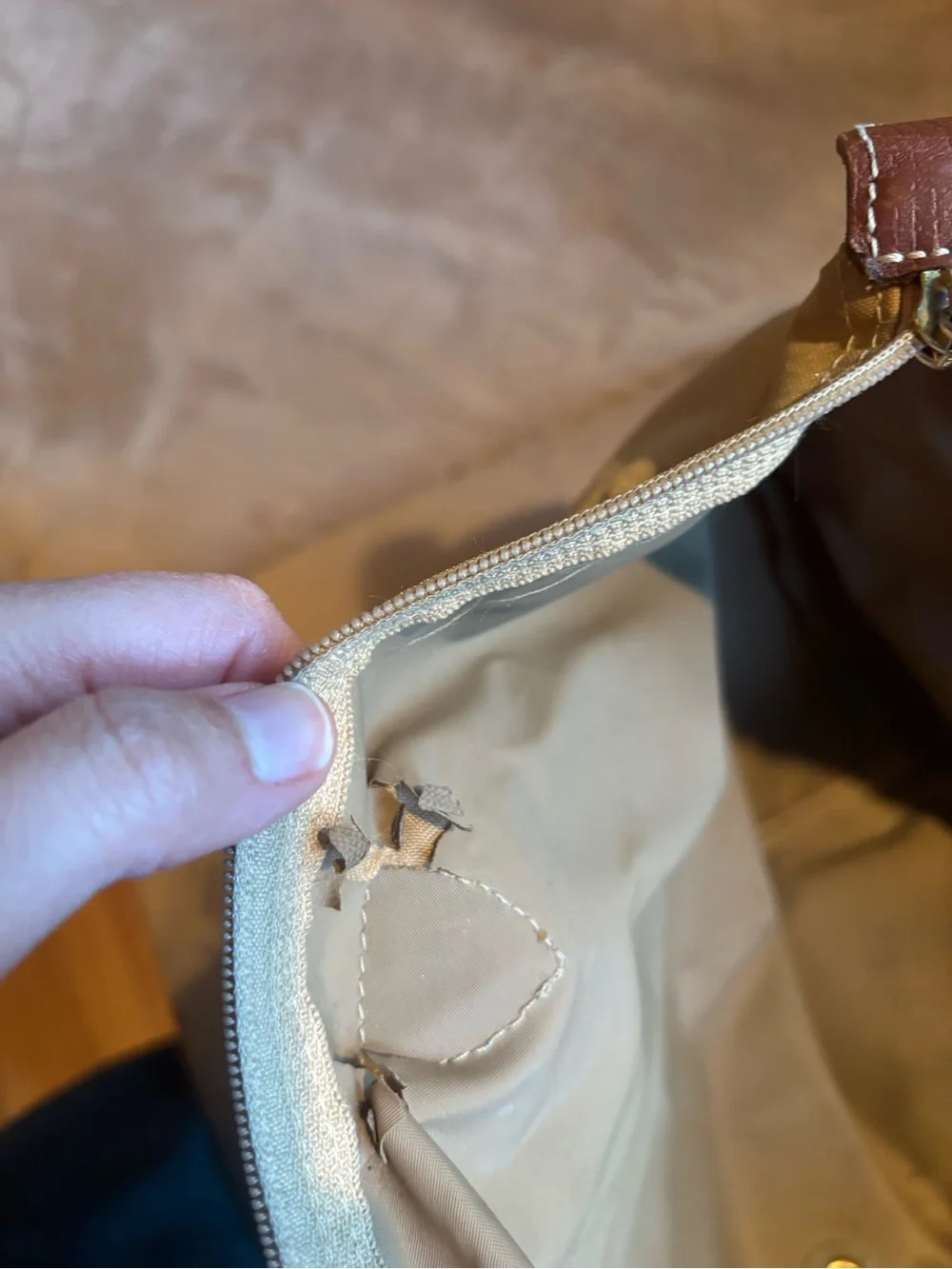 Longchamp Large Le Pliage Tote (Fawn with brown trim & gold hardware)